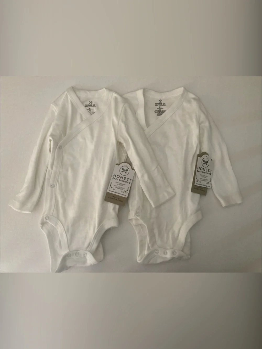 The Honest Company White Long-Sleeve Baby Wrap Bodysuits - 2-Pack